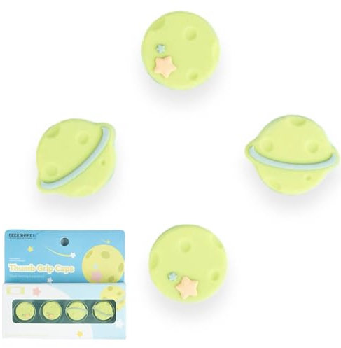 Geekshare Lot de 4 poignées de pouce vertes en silicone compatibles avec Nintendo Switch Joy-Cons OLED et Switch Lite