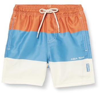Playshoes Badeshorts Jungen Beach-Short Badehose Schwimmhose Badebekleidung, Color Block Ocker, 98/104
