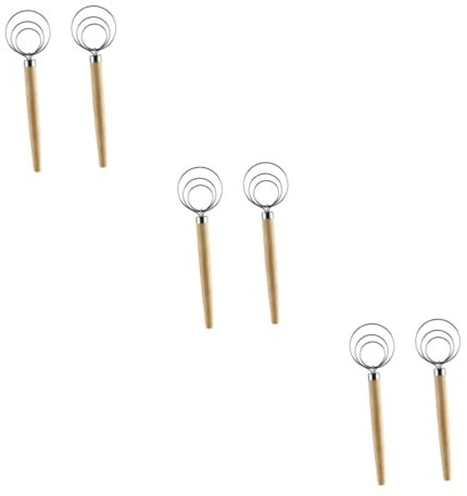 IMIKEYA 6stücke Edelstahl Coil Rührbesen Mit Holzgriff Ergonomischer Teigmischer Für Backen Und Kochen Für Kleine Schalen Und Behälter Spülmaschinenfest