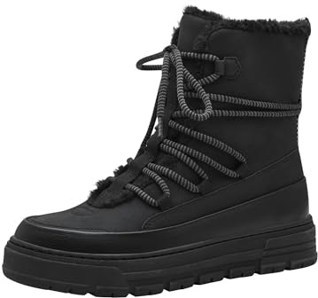 MARCO TOZZI Damen Stiefeletten zum Schnüren Gefüttert mit Reißverschluss, Schwarz (Black Comb), 39 EU