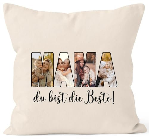 SpecialMe® Kissen-Bezug mit eigenen Fotos selbst gestalten personalisiertes Geschenk für Mama Muttertagsgeschenk Natur Standard