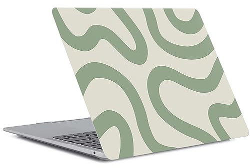 Hülle Kompatibel mit Neues MacBook Air 13 Zoll Modell A1932 A2179 A2337 M1 Freisetzung 2020 2019 2018 mit Retina Display and Touch ID, Gedrucktes Muster Plastik Hartschale Matt Case, Grün