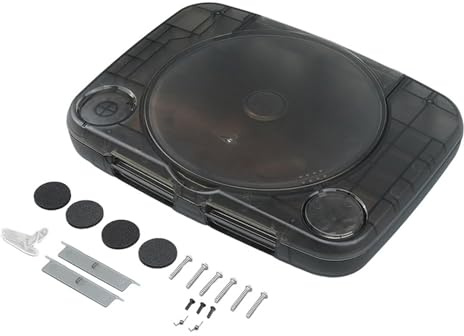 Generic Custodia di ricambio per PlayStation Classic PS One, custodia trasparente per console di gioco PS1 con accessori per l'installazione (nero trasparente)