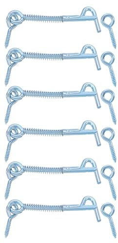 sourcing map 6 ganci di sicurezza e chiusura a occhiello, 7,6 cm, in ferro, gancio e occhiello con chiusura a molla per cancelli di famiglia, porte del bagno, porte del fienile