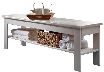 möbelando Bettbank >SZ-0132< in weiß - 140x45x35 (BxHxT)