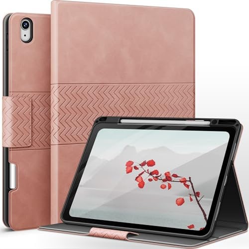 AUAUA Funda para iPad Air 13 Pulgadas M2 (2024) con Soporte para Lápiz Apple, Compatible Pencil Pro/Pencil USB-C, Función de Auto-Sueño/Estela, Cuero sintético (Rosa)