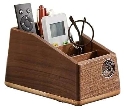 Linmeas-753 Tv Remote Holder Wooden Remote Control Holder, Remote Storage Caddy, Bedside TV Controller Box, Media Organizer Tray for Home Bedroom Table Desk Caddy Organiser