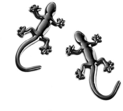 Gecko Auto Aufkleber Autoaufkleber 3D Gecko Eidechse Auto Badge Metal Car Decal Dekorative Accessoires Schwarz 2pcs