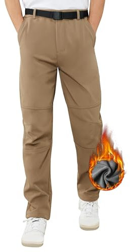 ATLASLAVA Skihose Herren Winter Softshellhose Wasserdicht Winterhose Warm Outdoorhose Wanderhose Schneehose Gefüttert Trekkinghose Khaki M