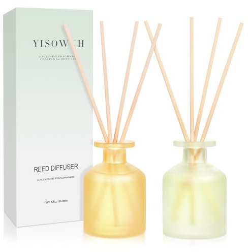 YISOWUH Raumduft-Duftstäbchen-Diffuser – Brombeere Ananas & Jasmin Grüntee, 100 ml, 2 Packungen Duftstäbchen-Diffusor-Set mit ätherischen Ölen und 16 Stäbchen, langanhaltender Duft für Zuhause