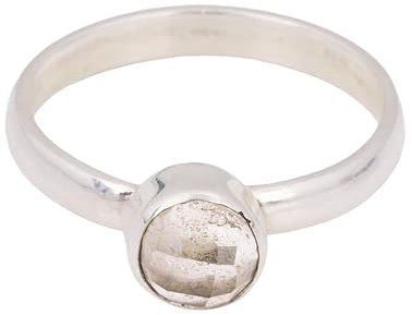 Minimalistischer Bergkristall Ring 925 Sterling Silber Ring handgemachter Ring für Frauen (6.5)