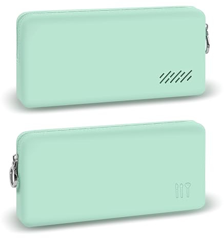 HomeGadget Porta Pennelli Make Up in Silicone [ 22 x 11 x 4cm ] - Lavabile Completamente - Organizer per Trucco come Pennelli, Makeup ecc. in Verde Menta