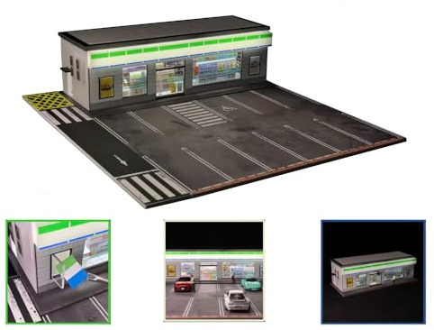 1:64 GFANS Model Car Diorama Garage Shops with LED Lighting Dealership Model Car Toy (FamilyMart Store)
