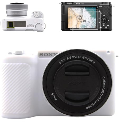 VOVMOEYA Kameratasche für Sony ZV-E10II mit 2 Displayschutzfolien und 1 Blitzschuhabdeckung, Alpha ZVE10 II Silikonhülle, weiche schützende leichte Hülle