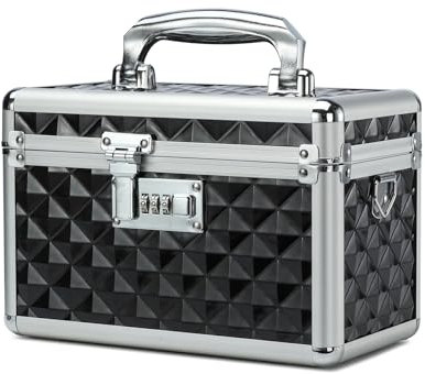 HEWEI WORKS Storage Box With Combination Lock - Multipurpose Medicine and First Aid Lock Box for Home and Outdoor Use (Black, Small)