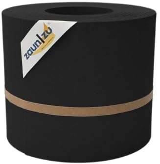 zaun|zu® Premium 26m Rolle Sichtschutzstreifen | genarbte Oberfläche | Lederstruktur | PP für Doppelstabmatten UV-beständiger Sichtschutz | Zaunblende Made in Germany Schwarz, 26m