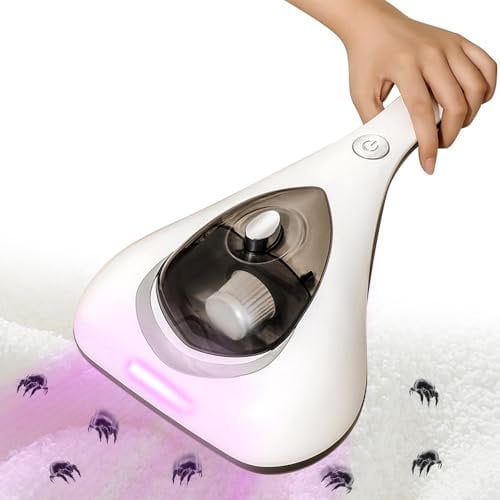 LUFEIS Vacuum Cleaner, 10kpa Suction Power Dust Mite Vacuum, USB Charging Bed Vacuum Cleaner with UV Light, High Frequency Slap Mattress Hoover, Handheld Bed Hoover for Deep Clean Bedbugs, Mites, Dust