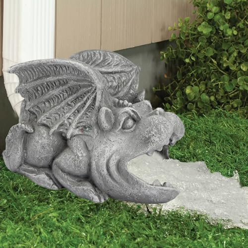 Elenon Gargoyle Decorative Gutter Downspout Extension Statue, Gutter Guardian Rain Downspout Extender, Garden Splash Block Outdoor Sculpture for 3 × 4 Down Spouts Decor