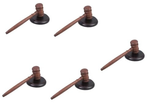 VILLCASE 5 Sätze Richterhammer Auktionshammer holzwerkzeug Gerichtshammer Hammer mit Sockel Vintage-Hammer und Nägel handhaben Prop-Hammer Richter Holzhammer Richter Auktion Hammer Brown