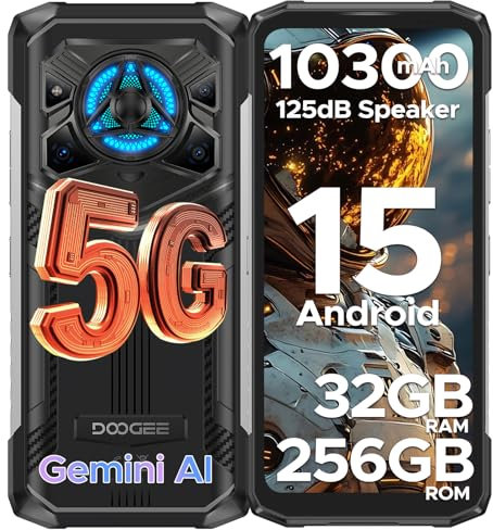 DOOGEE Blade 20 Play Telefono Movil Irrompible 5G, Móvil rugerizado Andriod 15 32GB+256GB/2TB, 6.6'' HD+90Hz Móvil Resistente 10800mAh(33W) 50MP+ 20MP Visión Nocturna, NFC/Huella&Face ID/Doble SIM 5G