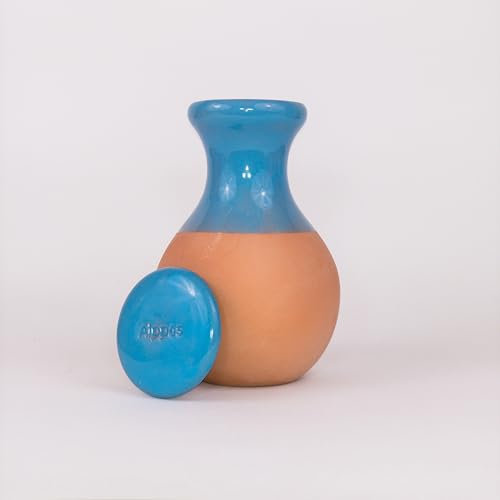Alppos Oyas à enterrer 1 Litre en Terre Cuite avec Couvercle - ollas pour Plante intérieure et extérieure système d'irrigation par capilariter (1, Bleu)