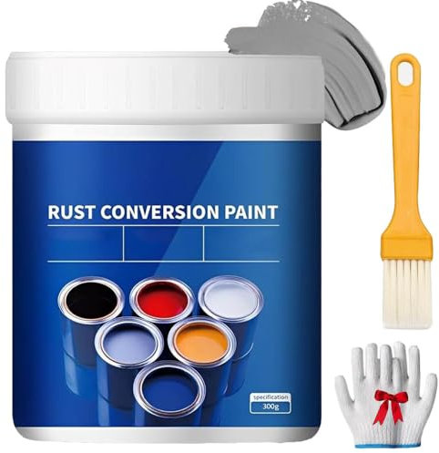 Pintura convertidora de óxido resistente a la intemperie para metal, pintura de conversión de óxido 4 en 1 para metal,pintura industrial antioxidante a base de agua (Gris)