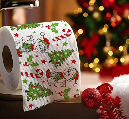 GUIRMA | Rouleau WC Lutins Papier Hygiénique (30m) - Décoration de Noël pour Fêtes et Célébrations de Noël et Nouvel An - Idéal pour Thématiques de Lutins et Amusement - Multicolore