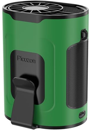 Picozon Portable Smart AI Fan, 9000 RPM Strong Airflow, Rechargeable 4 Speeds Hands-free Wearable Waist Clip Necklace Fan with 25H Non-Stop Cooling System for Outdoor, Hiking Jobsite Camping - Green
