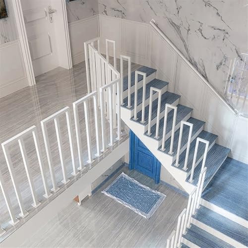 Scala in metallo a forma di U, antiscivolo, per interni/esterni, ringhiera in ferro battuto, facile da installare, recinzione di sicurezza per disabili, stile retrò, 100 cm, bianco