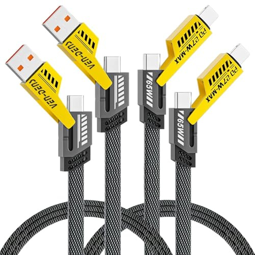 VEN-DENS 65W 4-in-1 Charger Cable For Nothing Phone 3a Pro/ 3a / 2a Plus/ 2a / 2/1 Fast-Charging Flat C To C Cable With USB-A & Lightning Connectors Multi Device Cord (2)
