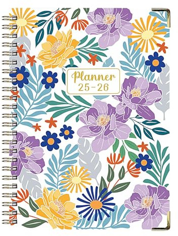 Generisch Ringed Notebook, Coil Notebook, 8.54x6.22x0.59 Inches A5 Thick Floral Diary, Durable Binding, Elegant English Notepad for Sketching, ing, College, Law and Research