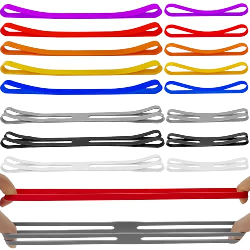 16 Stück Silikon Gummibänder Set, elastische H-Bänder Heavy Duty 2 Arten wiederverwendbare Verpackungsbänder für Kochen, Bücher, Büro, Taschenwicklungen (10cm / 20cm)