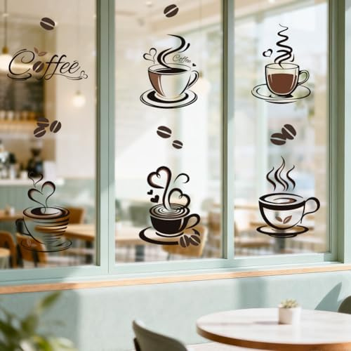 ANATTASOUL Kaffeetasse Fensterbilder for Frühling Sommer | Doppelseitig Blickdichter Badezimmer Fensterbilder Schlafraum Wiederverwendbare Fensterbilder Frühling for Winter Herbst