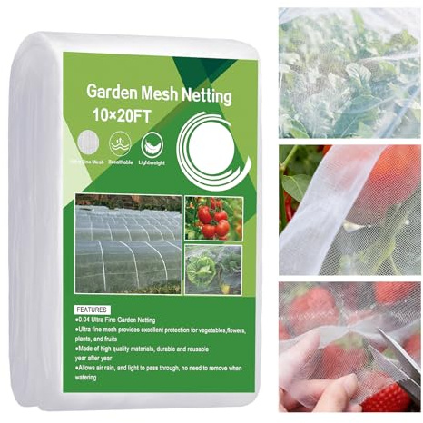 Meidansini Garden Insect Mesh Netting, Ultra Fine Plant Covers for Garden Protection, Mosquito Net Birds Pest Barrier Garden Netting for Greenhouse, Row Covers Raised Bed Barrier Screen (3 * 6m)