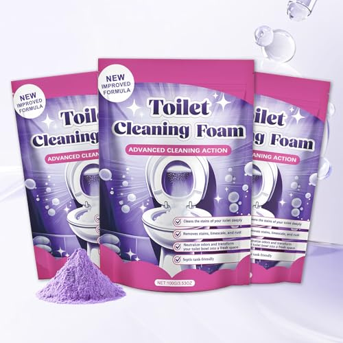 Fizzclean WC-Reiniger Schaum Pulver, Extra Stark Aktivschaum Gegen Kalk & Schmutz, Geruchsneutralisierung, Frischer Duft & Glanz für WC, Bad & Abfluss(3Pcs)