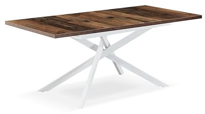 B&D home Esstisch BEA | ausziehbar 120-160 x 80 cm, 4-6 Personen Küchentisch Holztisch mit Kreuzgestell weiß für Küche, Esszimmer | Industrial modern Design | Texas-Eiche, 11202-XW-EITE
