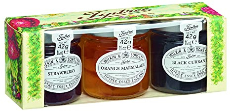 Tiptree - Trio Gift Pack - Strawberry Preserve, Black Currant Preserve, Orange Marmalade Fine Cut - 3 x 42g
