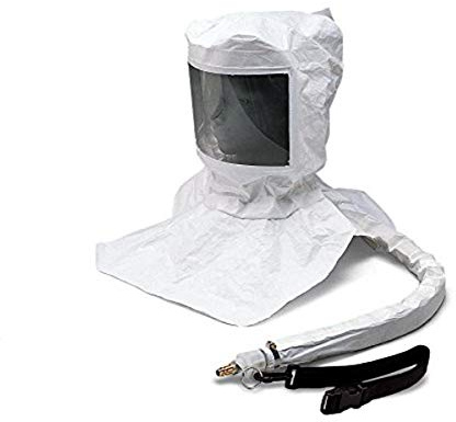 Allegro 9910-D | Maintenance-Free Tyvek Supplied Air Hood Assembly | NIOSH Approved CF SAR Hood with Integrated Downtube, Suspension & LP Flow Adapter (OBAC Fitting) | Disposable One-Piece Design