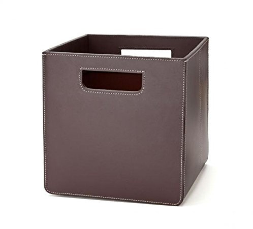 Ørskov & Co. - quadratische Leder Aufbewahrungsbox mit praktischem Tragegriff - für Zeitschriften & Co - Lederbox - Lederkorb - Lederkiste - handgemacht, braun