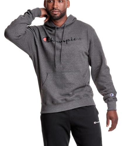 Champion Herren Sweatshirt Graphic Powerblend Fleece Hood, Granit Heather-y06794, XL