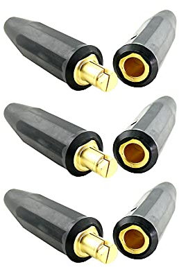 WeldingCity 3-pk Tweco/Lenco Style 2-MPC/LC-40 Welding Cable Positive Cam Twist-Lock Connector Pair (Male/Female) for AWG 1/0-2/0 (50-70mm)