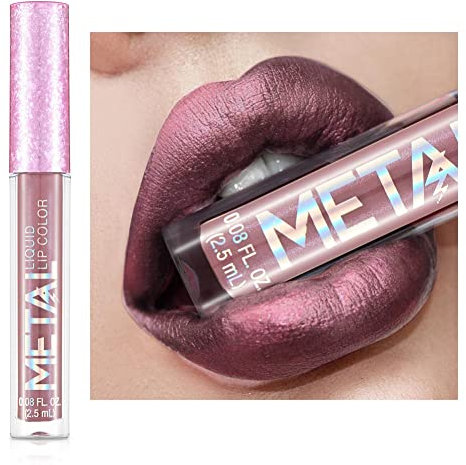 Allbesta Metallic Shimmer Glitter Lipgloss Waterproof Liquid Lipstick Long-lasting