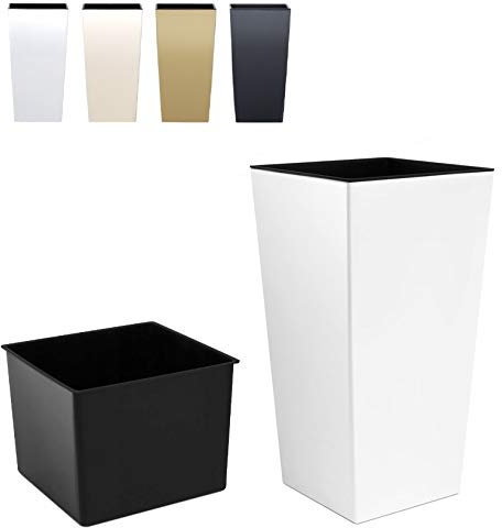 Pflanztopf Blumentopf Pflanzkübel Blumenkübel Matt Eckig mit Einsatz NEU Übertopf (75cm Weiß)