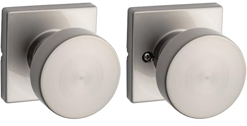Kwikset 97300-933 Pismo Bedroom/Bathroom Door Knob, Round, Satin Nickel