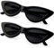 Joopin Schmale Sonnenbrille Damen Cateye Polarisierte Sonnenbrille Katzenauge 90er Brille Schwarz Klassische Vintage Brille Dreieck Doppelpack (Schwarz Gläser)