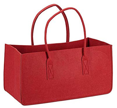 Close Up Filztasche Kaminholztasche Filzkorb Korb Kaminholzkorb Filz Zeitungsständer Zeitungskorb, ca. 50 x 25 x 25 cm (Rot)