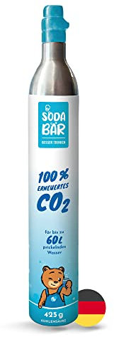 SodaBär | CO2-Zylinder | 425g (60 l) | Universal Zylinder | Premiumfüllung mit hochreiner Kohlensäure von Linde