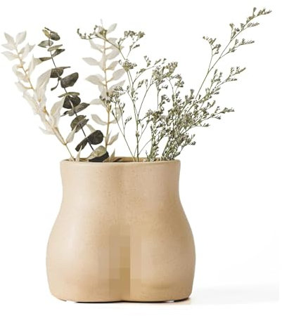 Körper Blumenvase mit Ablauflöchern, Körpervase in Weiblicher Form, Vase Frauenkörper Vase, Damen Keramikvase für Wohnkultur Blumenarrangement, Vasen Menschlichem Boho Deko Skulptur (Beige)