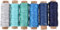 sourcing map Leder-Nähgarn-Set, 45,7 m, 175D/1 mm, Polyester, flach, gewachste Schnur für Handnähen, Leder-Buchbindung, Bastelarbeiten, (verschiedene blaue, 6 Stück)