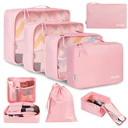 BAGAIL 8 Teilige Packwürfel, Kleidertaschen, Packing Cubes, Verpackungswürfel, Packtaschen Set für Urlaub und Reisen, Kofferorganizer Reise Würfel, Ordnungssystem für Koffer